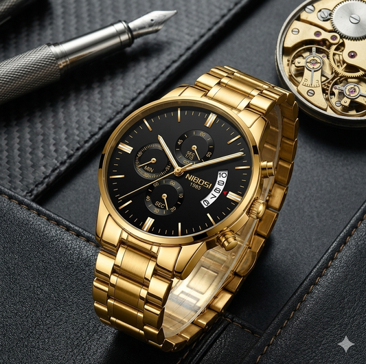 Reloj dorado con negro