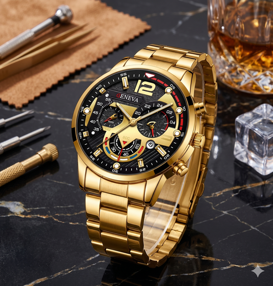 Elegante Reloj Dorado para Hombre