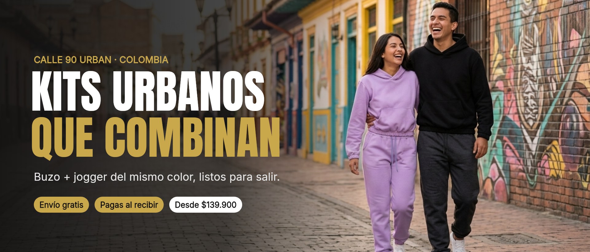 Kits urbanos que combinan: buzo + jogger del mismo color. Envío gratis y pagas al recibir