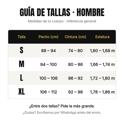 Guía de tallas hombre